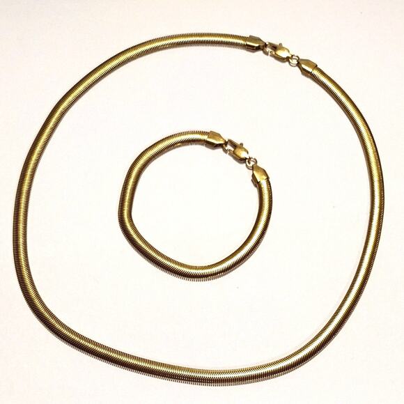 18k Gold Plated Necklace & Bracelet Snake Chain Birthday Valentine's Gift NEW!